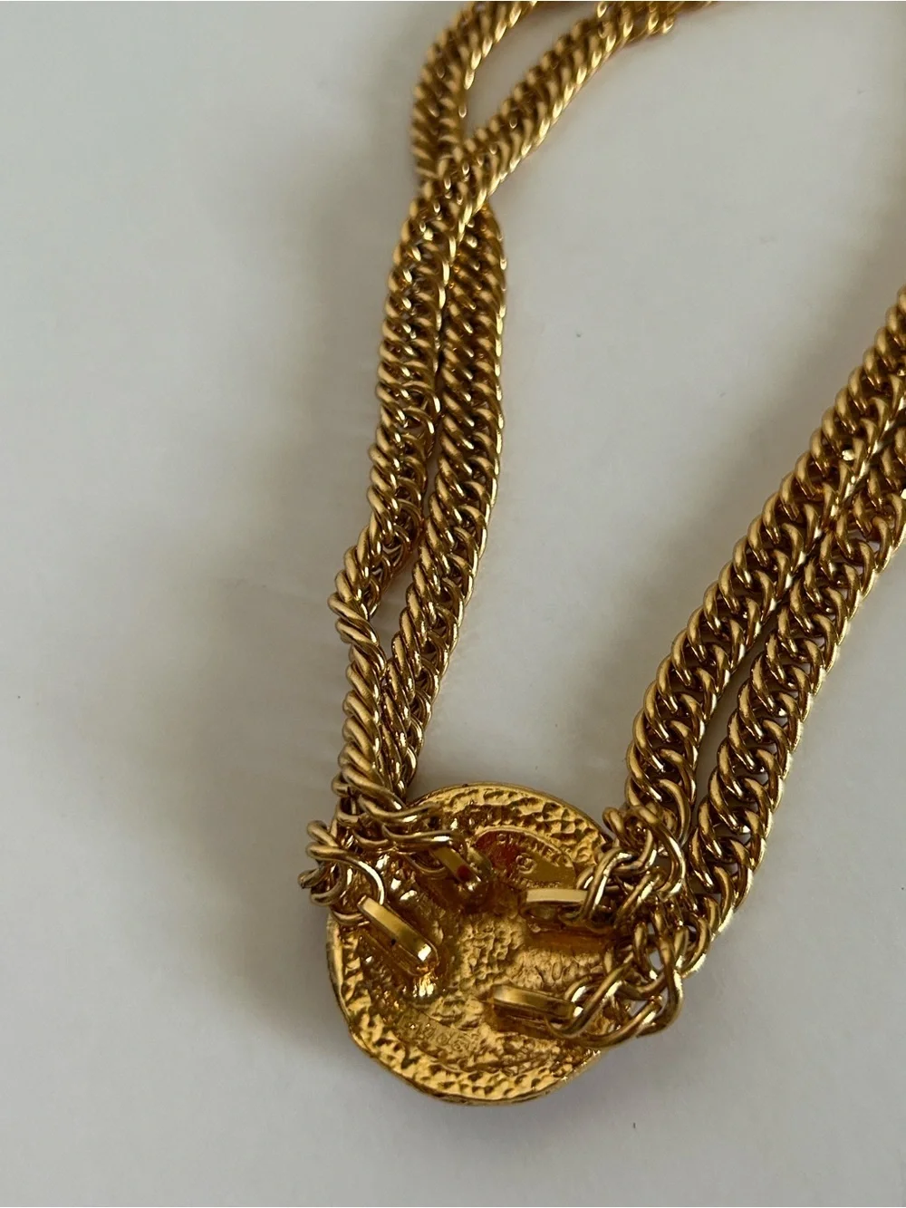 CHANEL Gold Medallion Chain Necklace